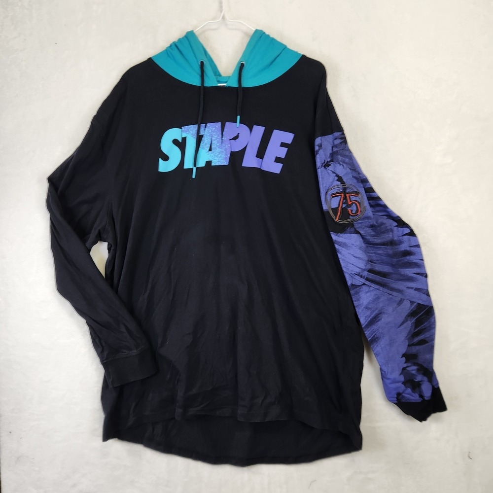 Staple Pigeon Hoodie Mens 3XL Black Teal Purple Streetwear Pullover 75 Logo